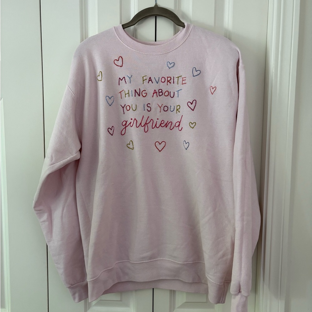 Pink Heart Embroidered Sweatshirt (Medium)